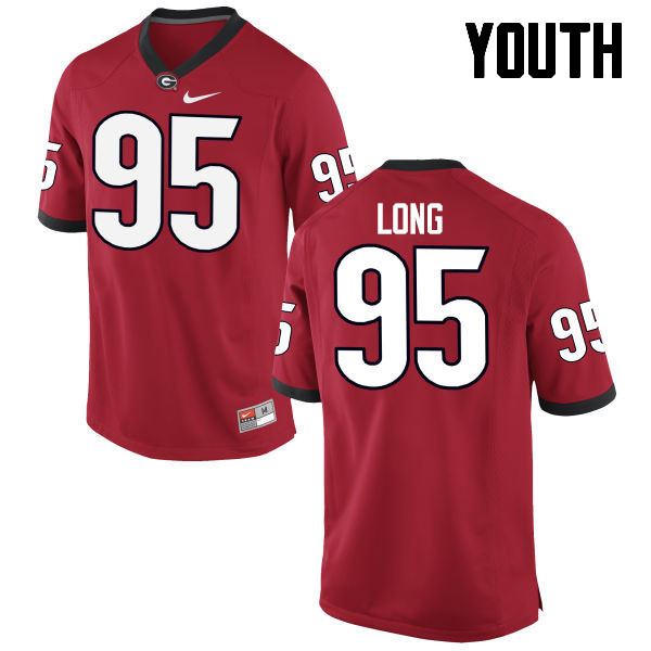 Youth Georgia Bulldogs #95 Marshall Long College Football Jerseys-Red - Click Image to Close